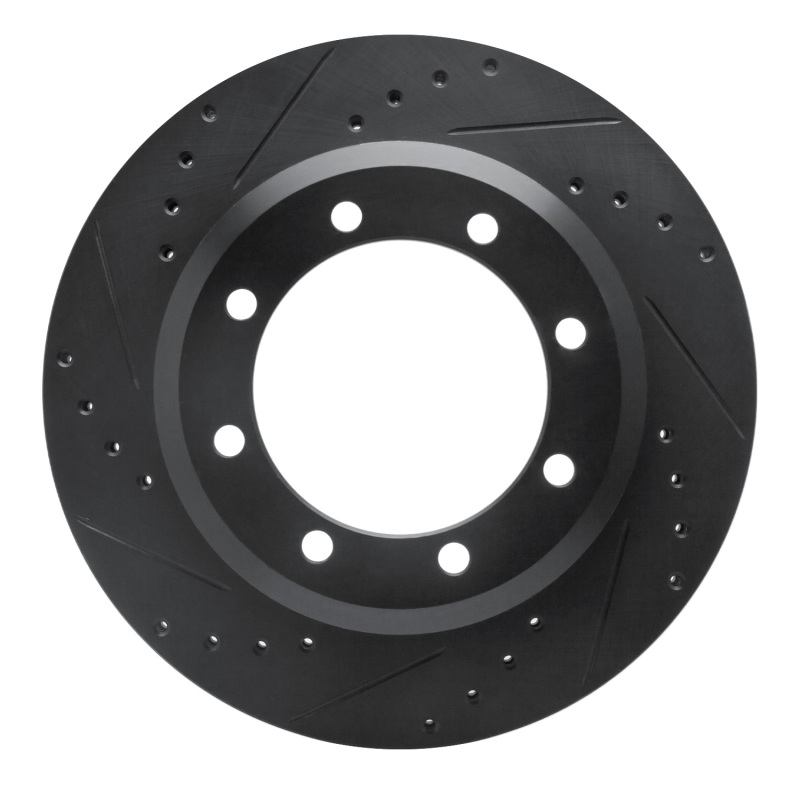 Ford F-350 Super Duty Brake Rotor (1) - Rear Left - R1 Concepts - Drilled & Slotted - Black - `05-`12